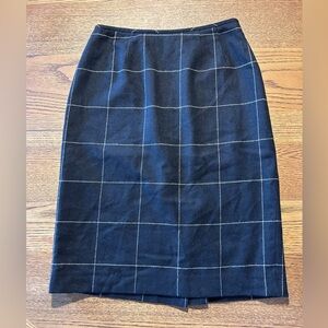 Black Windowpane Check Pencil Skirt